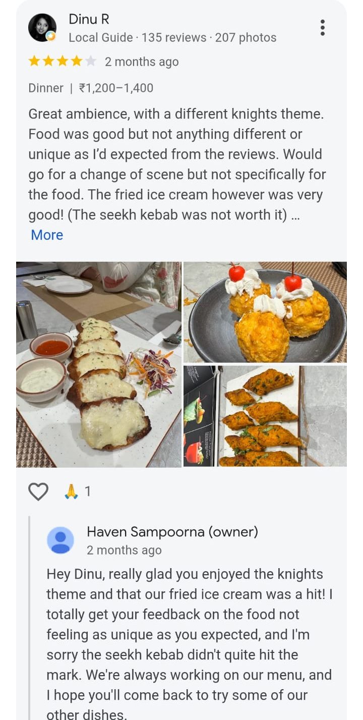 Haven Sampoorna on Google: Detailed review with an owner reply